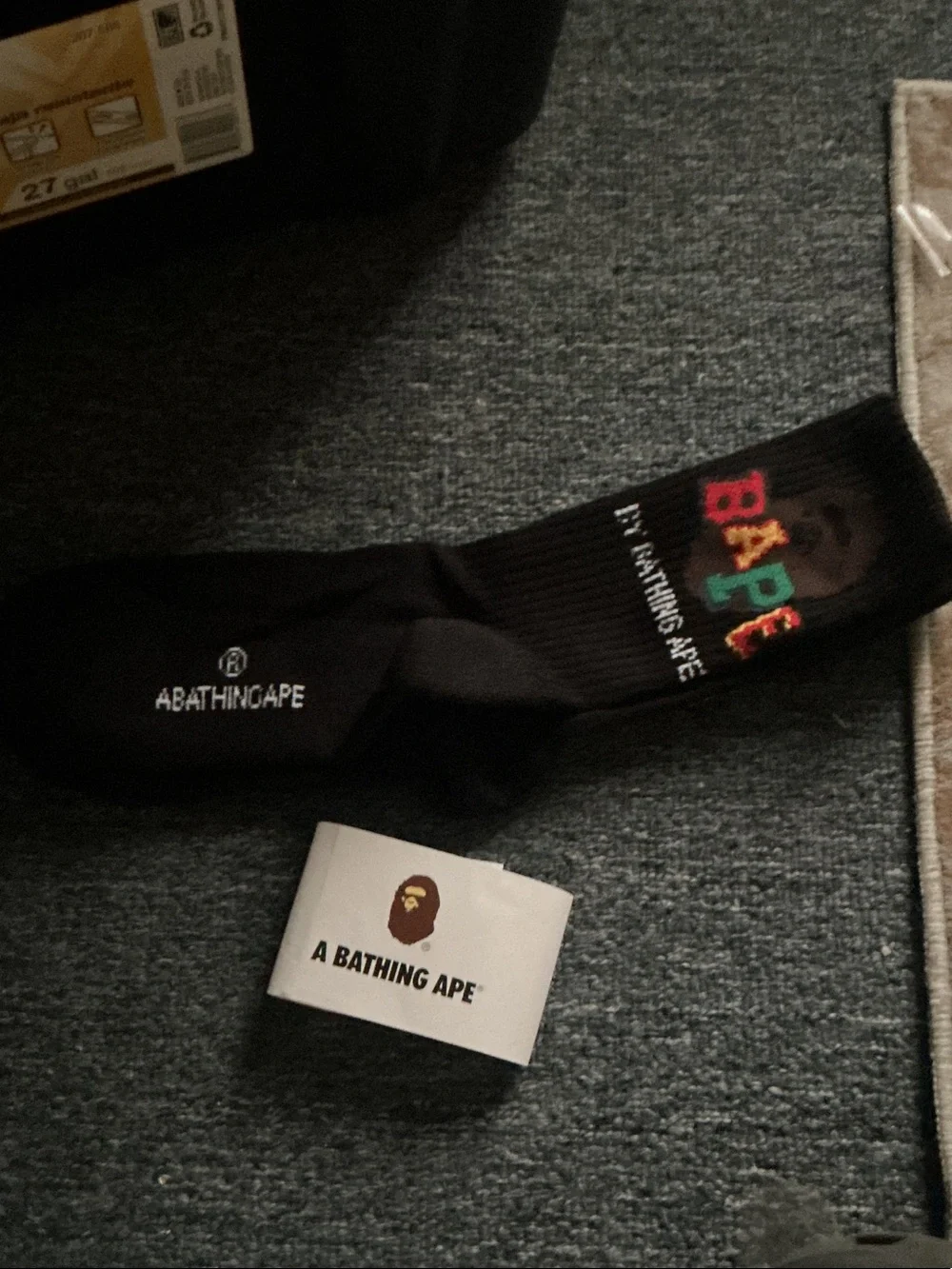 (BAPE) Black Logo Crew Socks - Multicolor Accent